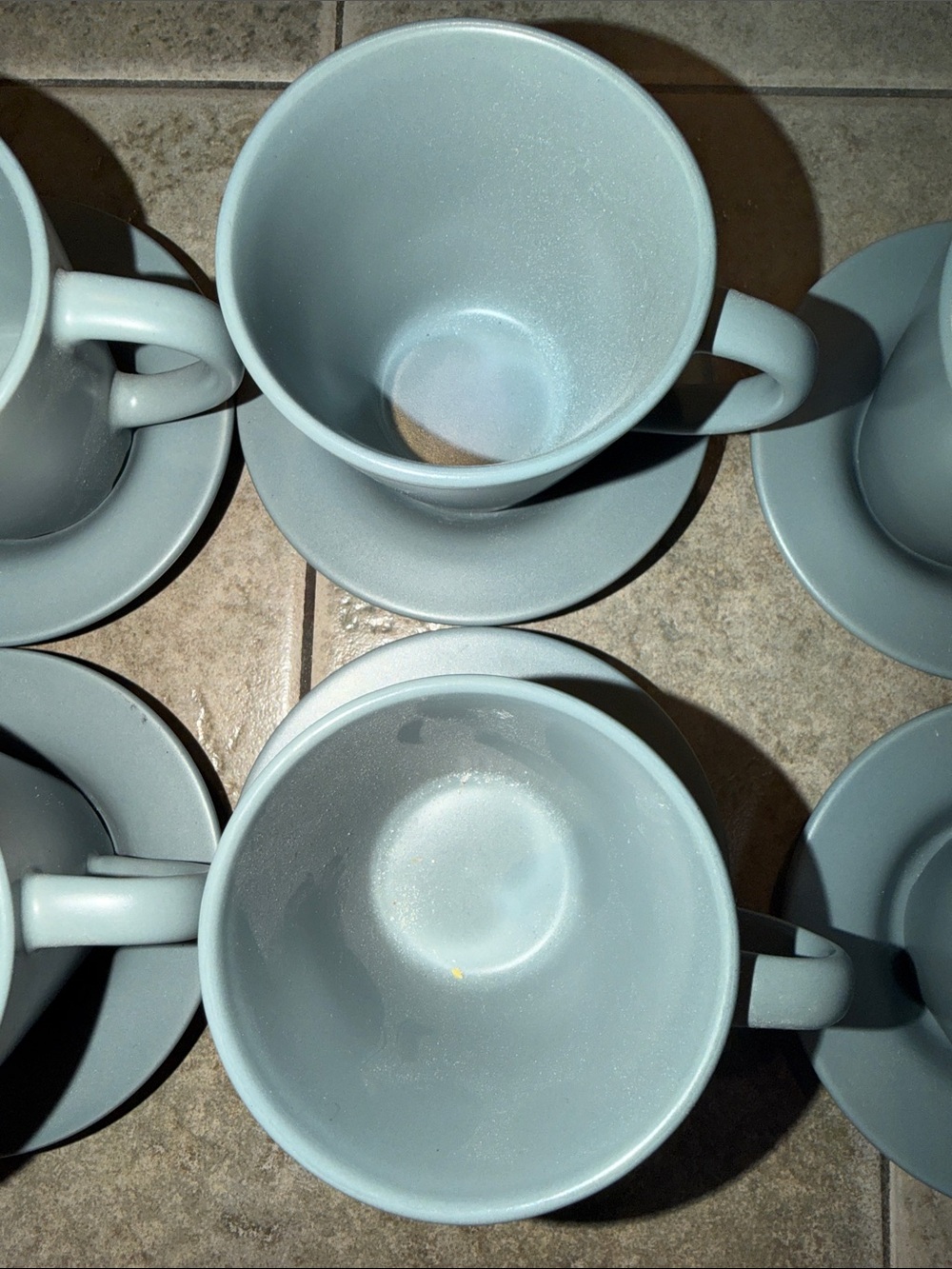 Discontinued IKEA DINERA Matte Grey-Blue Cup & Saucer Set of 6 - Picture 6 of 8
